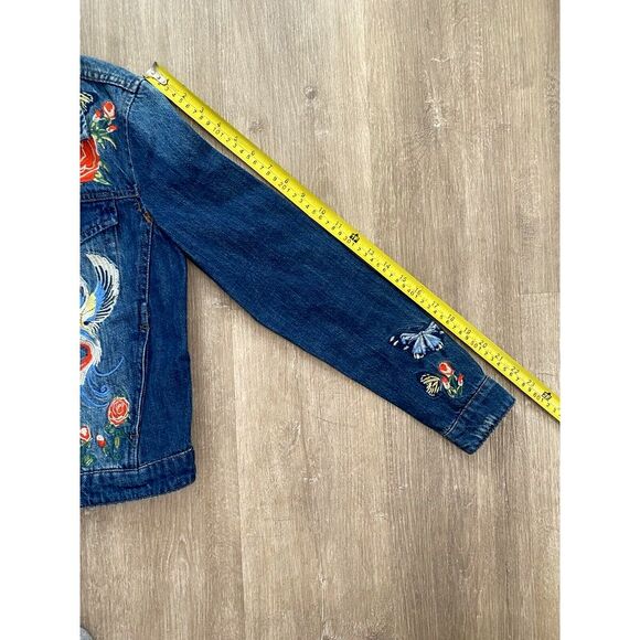 Philosophy Bird Rose Flower Butterfly Embroidered Denim Jacket Coat Size XS - Picture 7 of 9